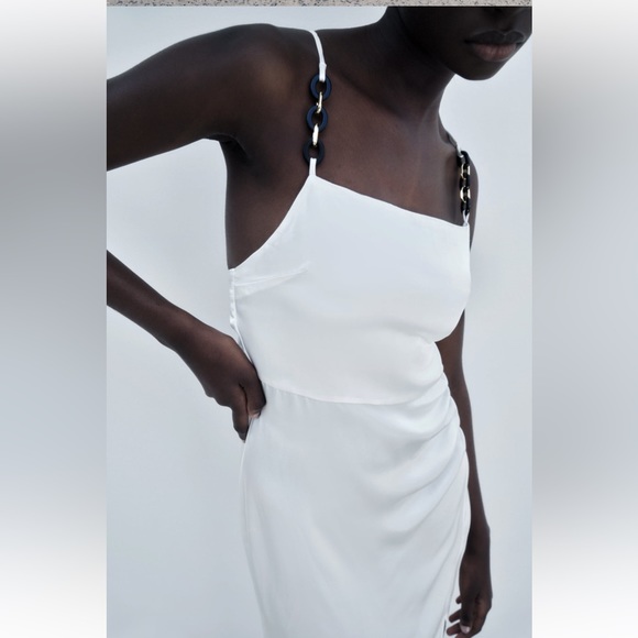 ZARA  CHAIN STRAP SATIN EFFECT DRESS - Picture 4 of 4